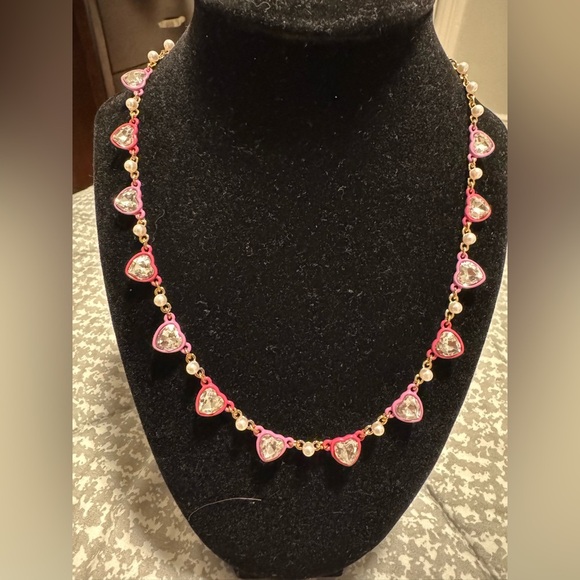 Betsey Johnson Heart Charm Necklace with Pink Accents - Picture 1 of 3